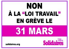 non à la loi travail en grève le 31 mars 2016