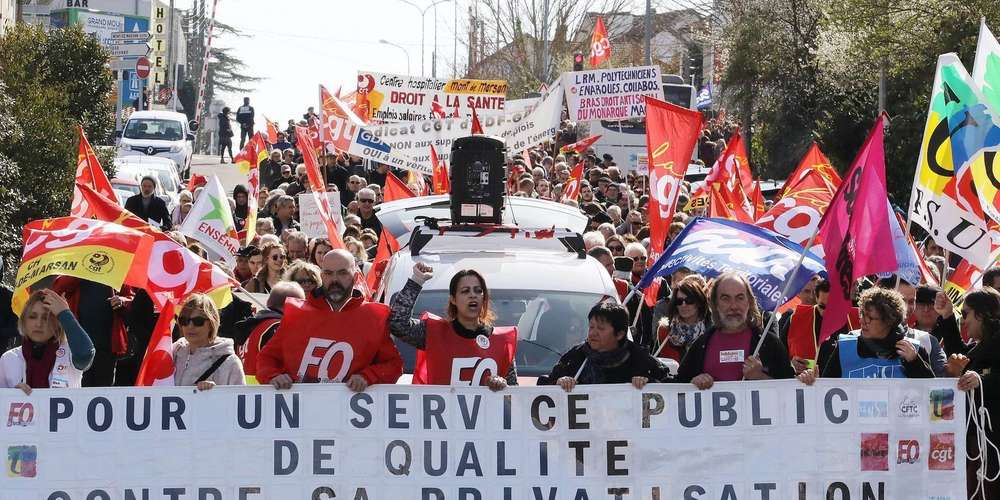 Banderole de tête manifestation du 22 mars 2018 à Mont-de-Marsan