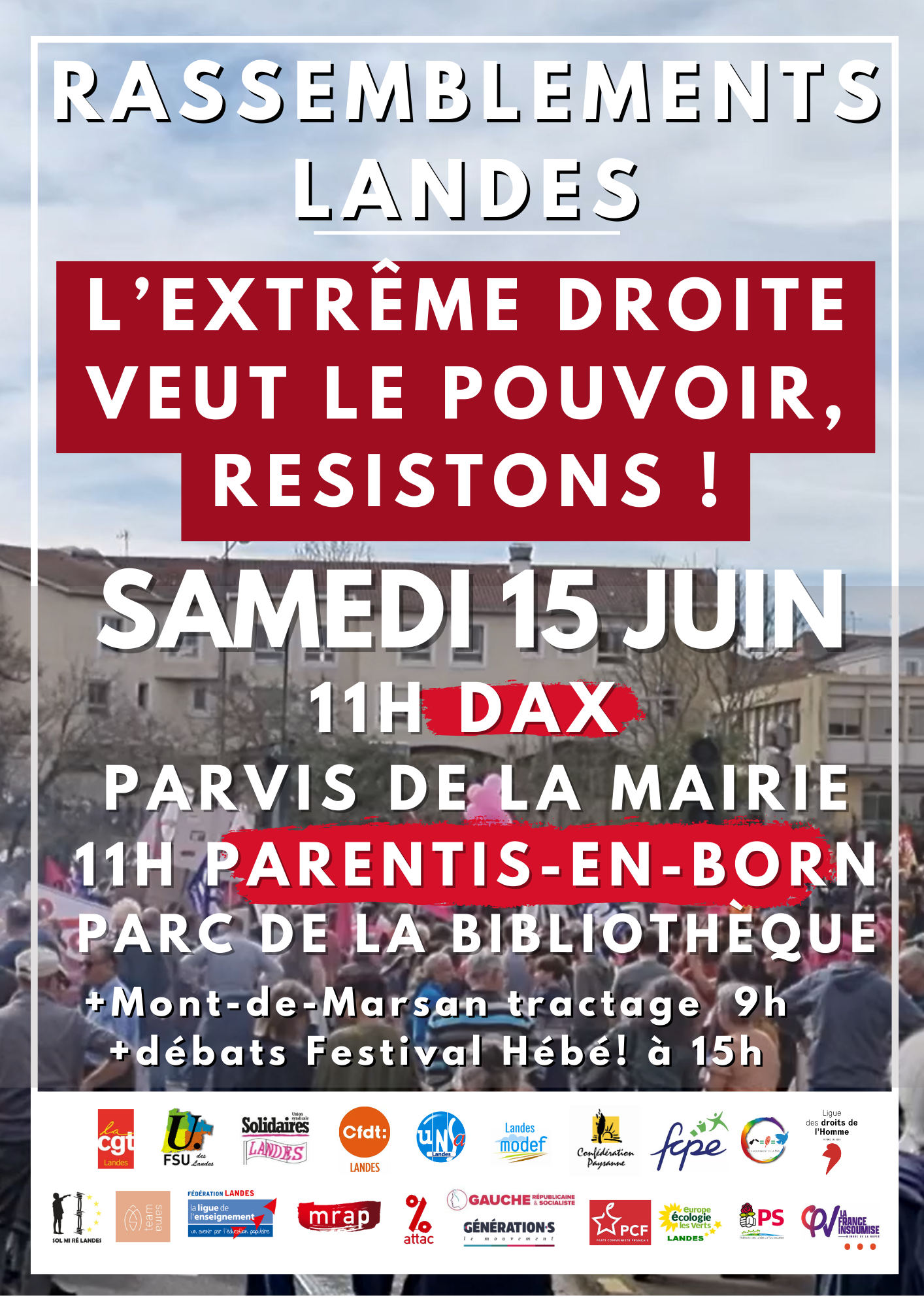 Rassemblement antifascistes Landes du 15 juin 2024