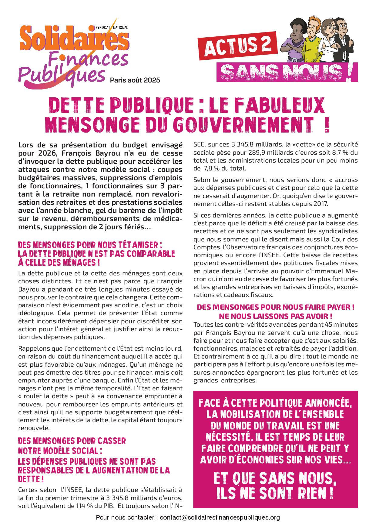 Tract budget mensonge
