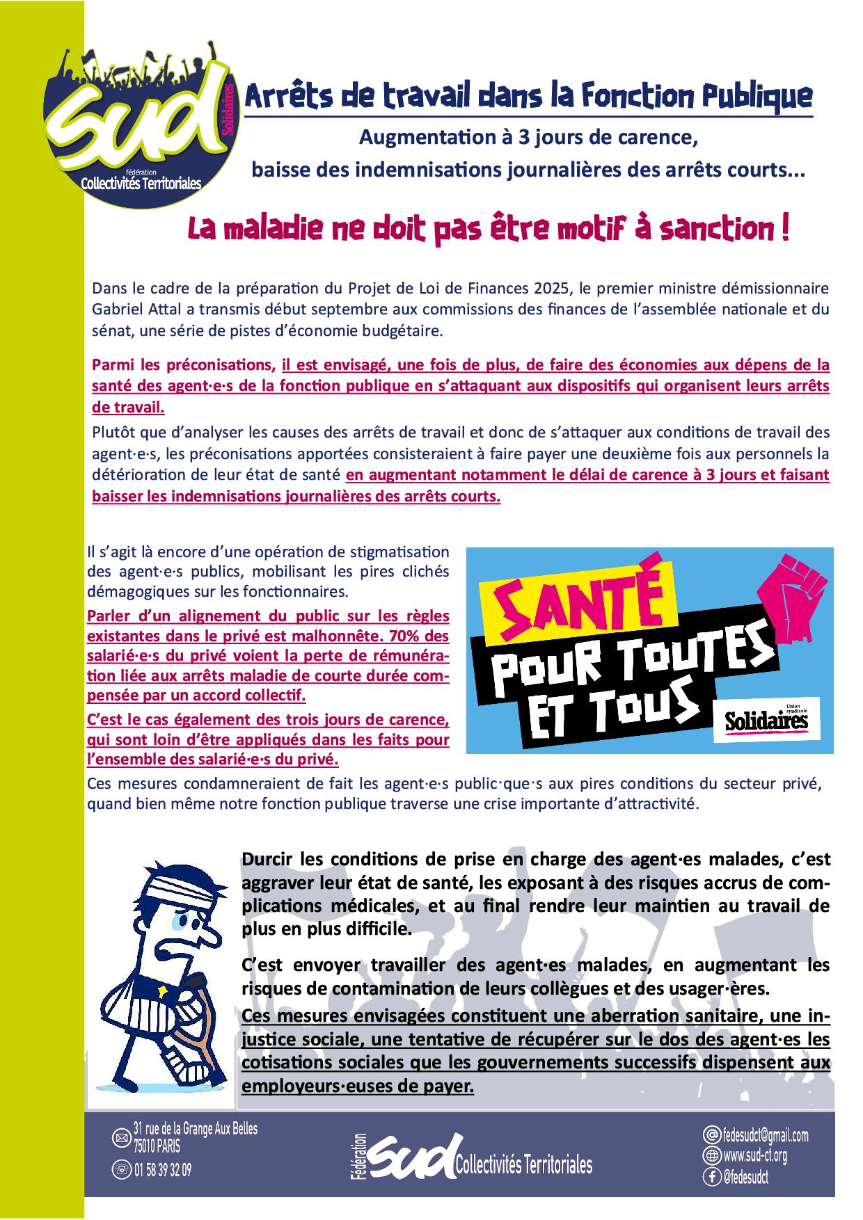 la maladie ne doit pas être un motif de sanction !