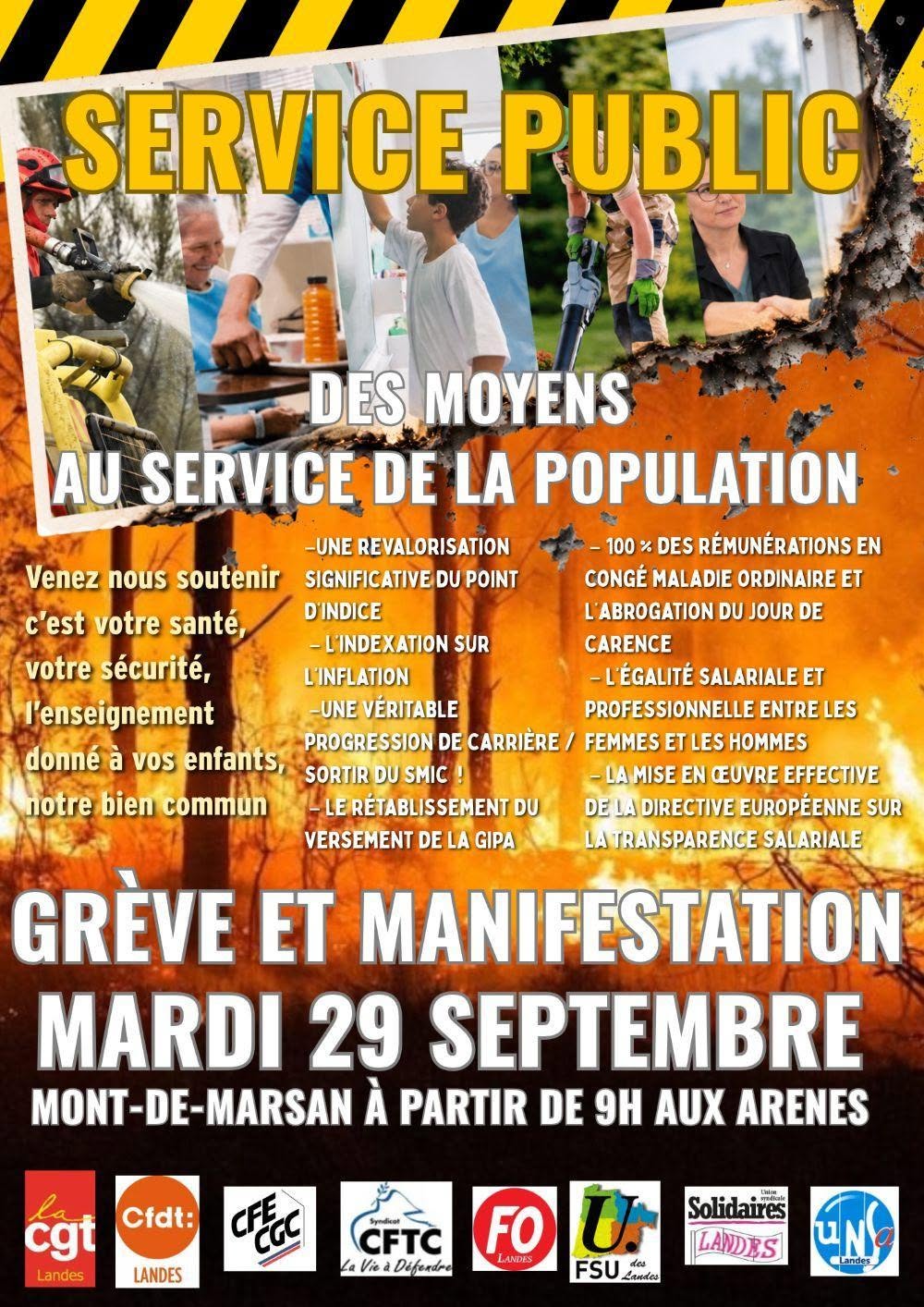 grève et manifestations du 29 09 2026